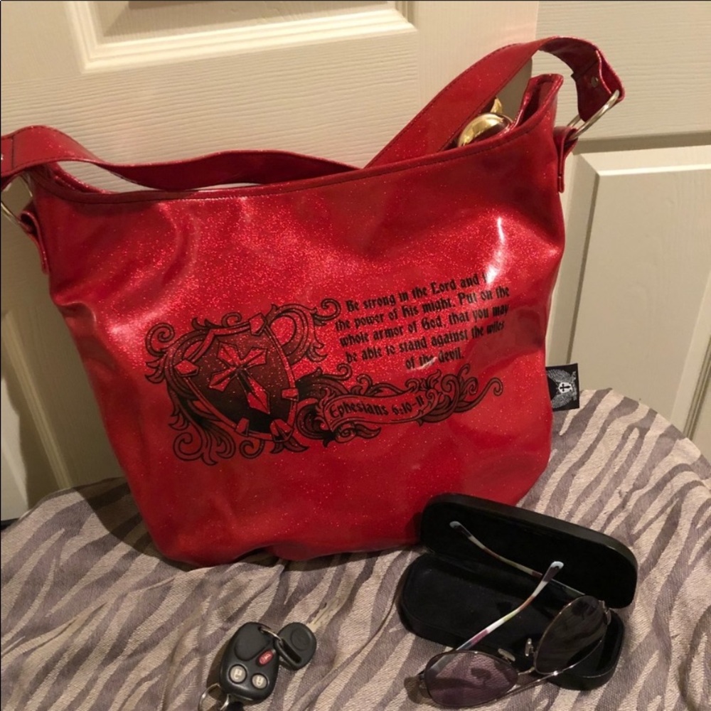 Ladies red hobo bag